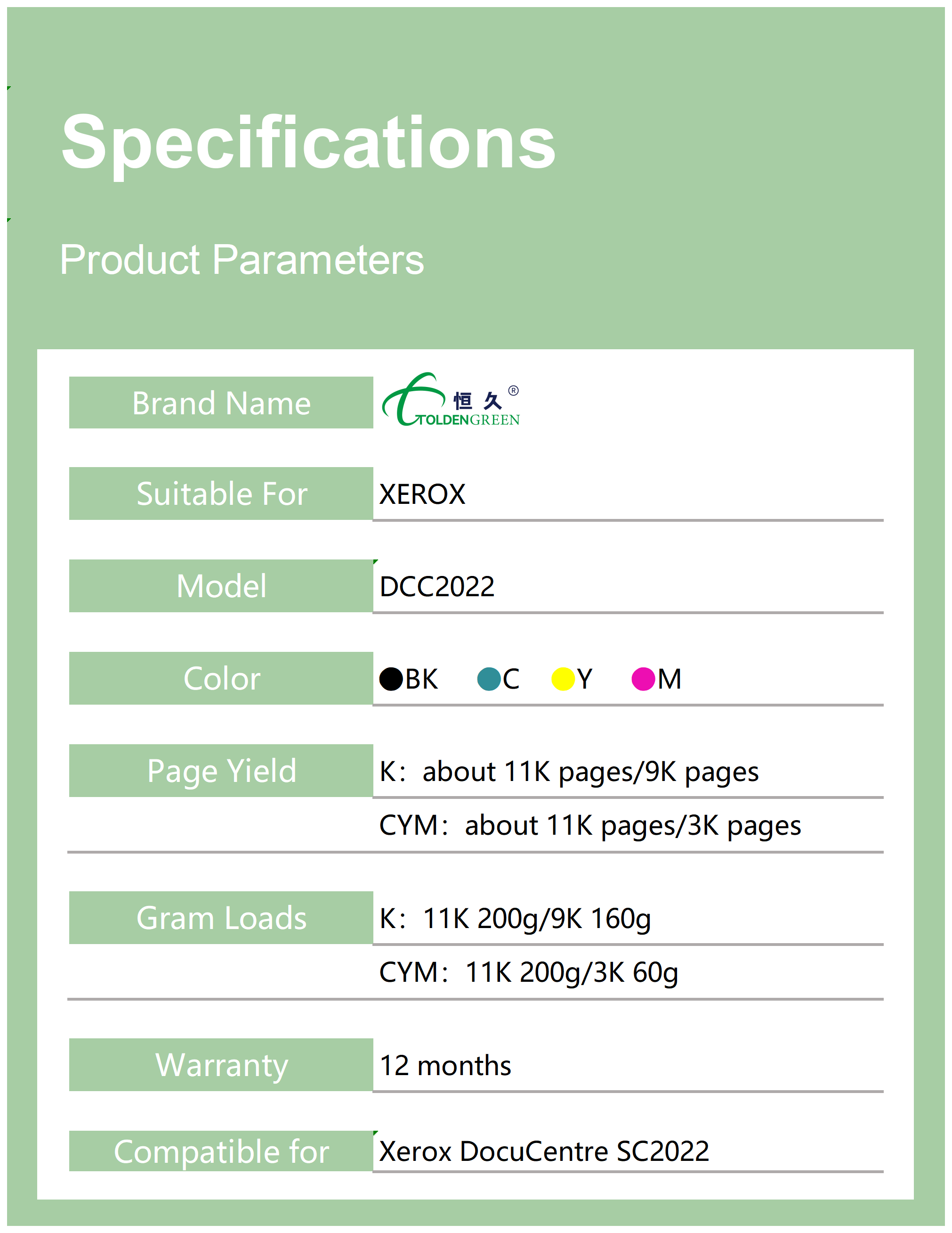 施乐碳粉表格_2022