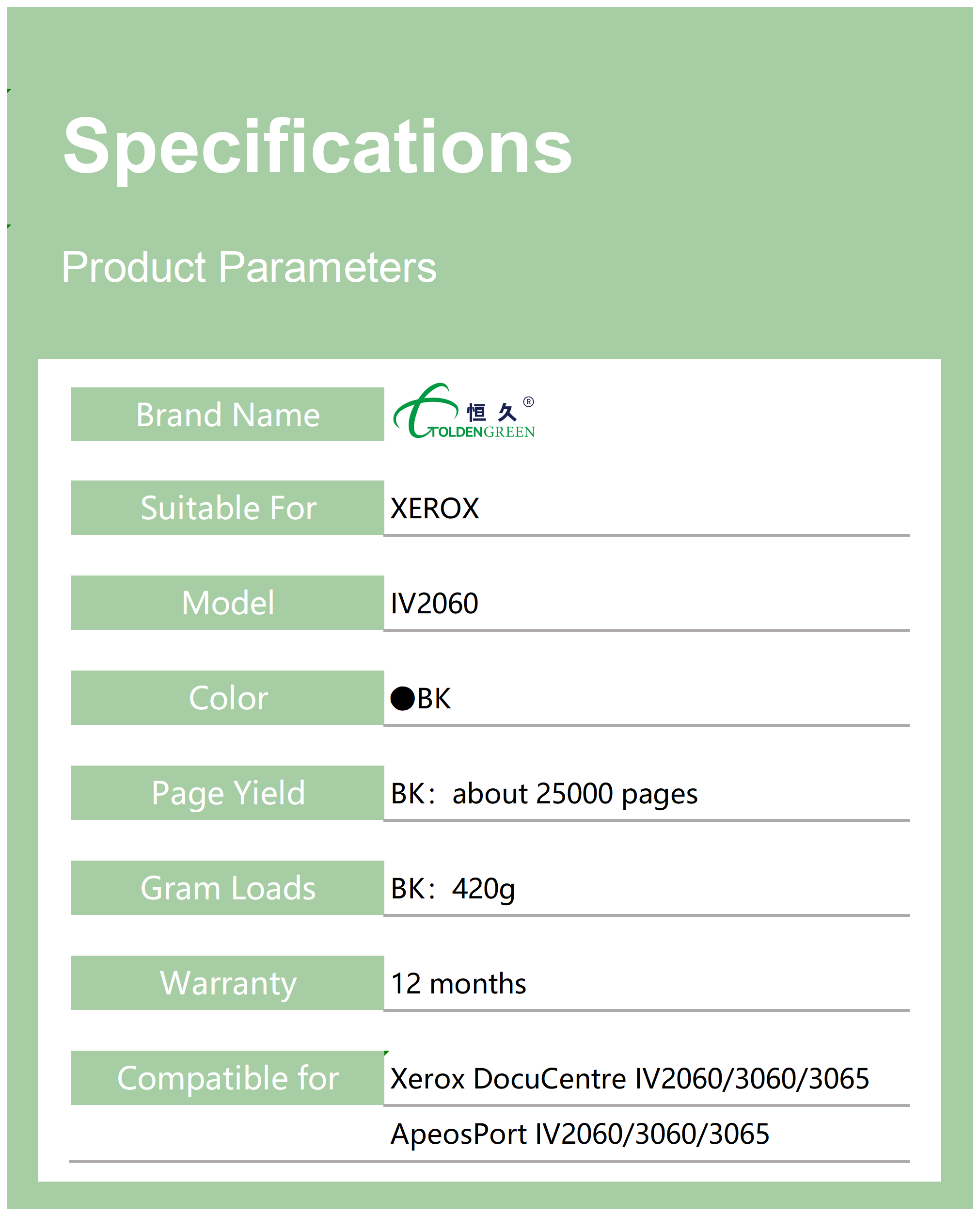 施乐碳粉表格_V2060
