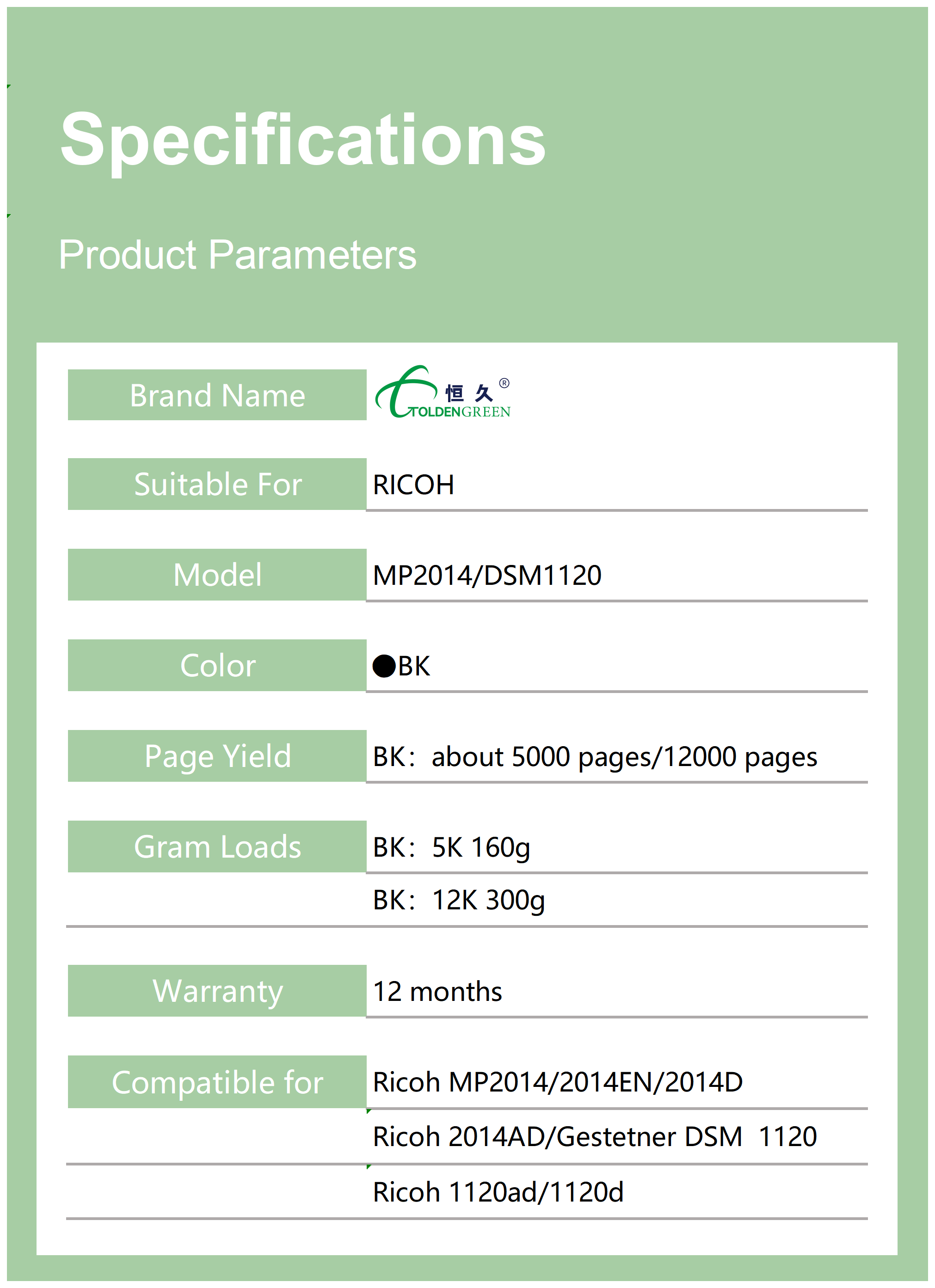 理光碳粉表格_2014