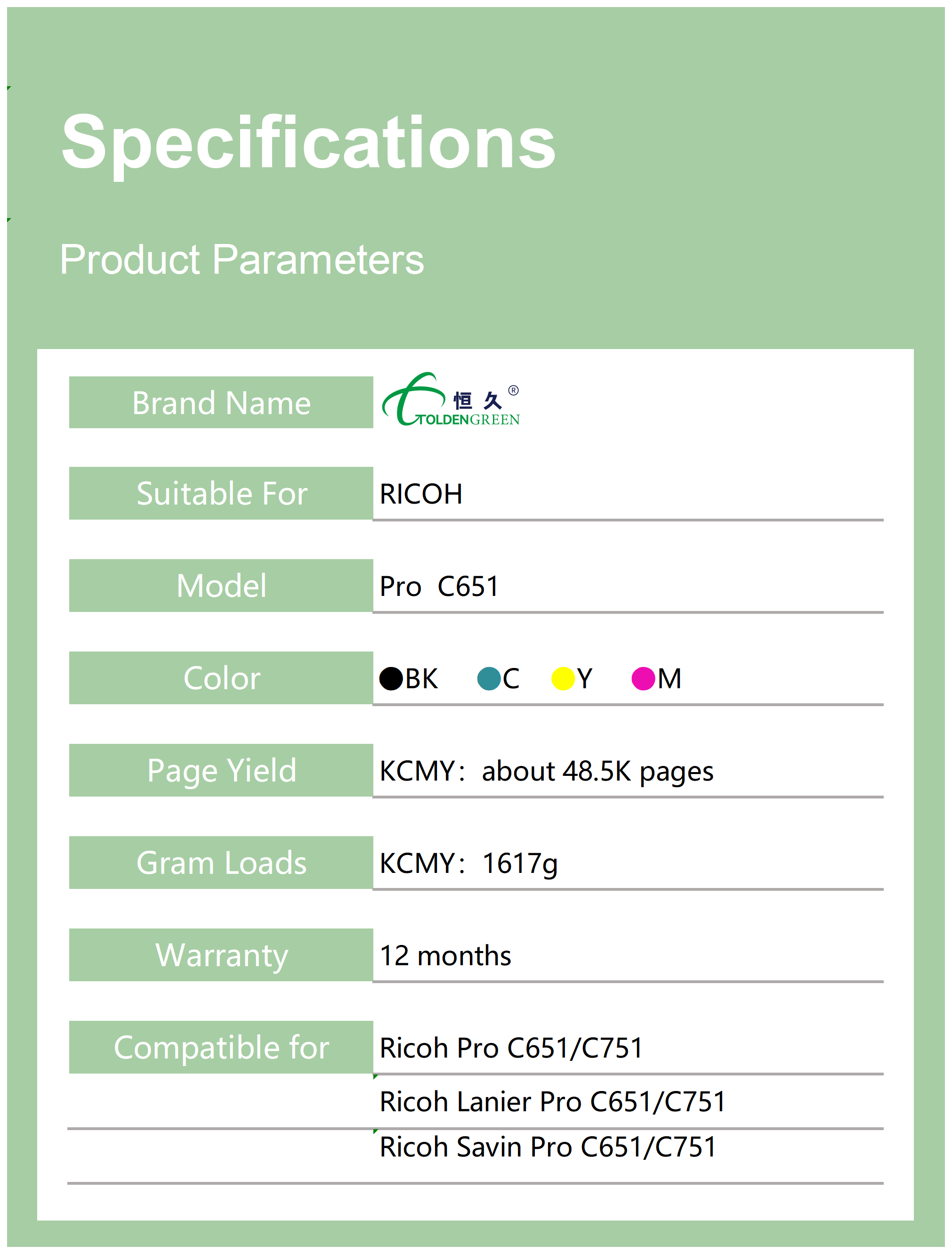 理光碳粉表格_651